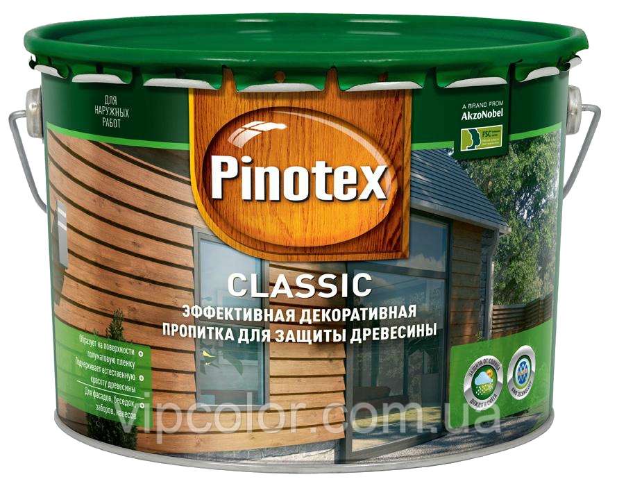 

Pinotex CLASSIC 10 л защитное средство для деревянных поверхностей Дуб