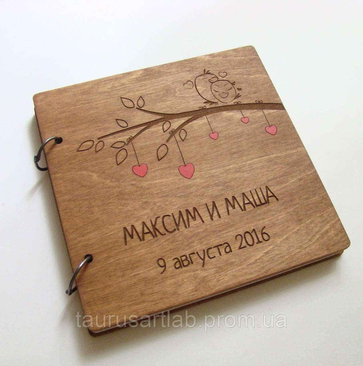 Свадебная деревянная книга, альбом для пожеланий светло-коричневого цв
