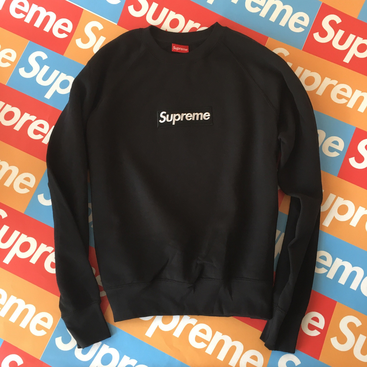 

Свитшот без капюшона черный модный мужской молодежный Supreme Суприм S