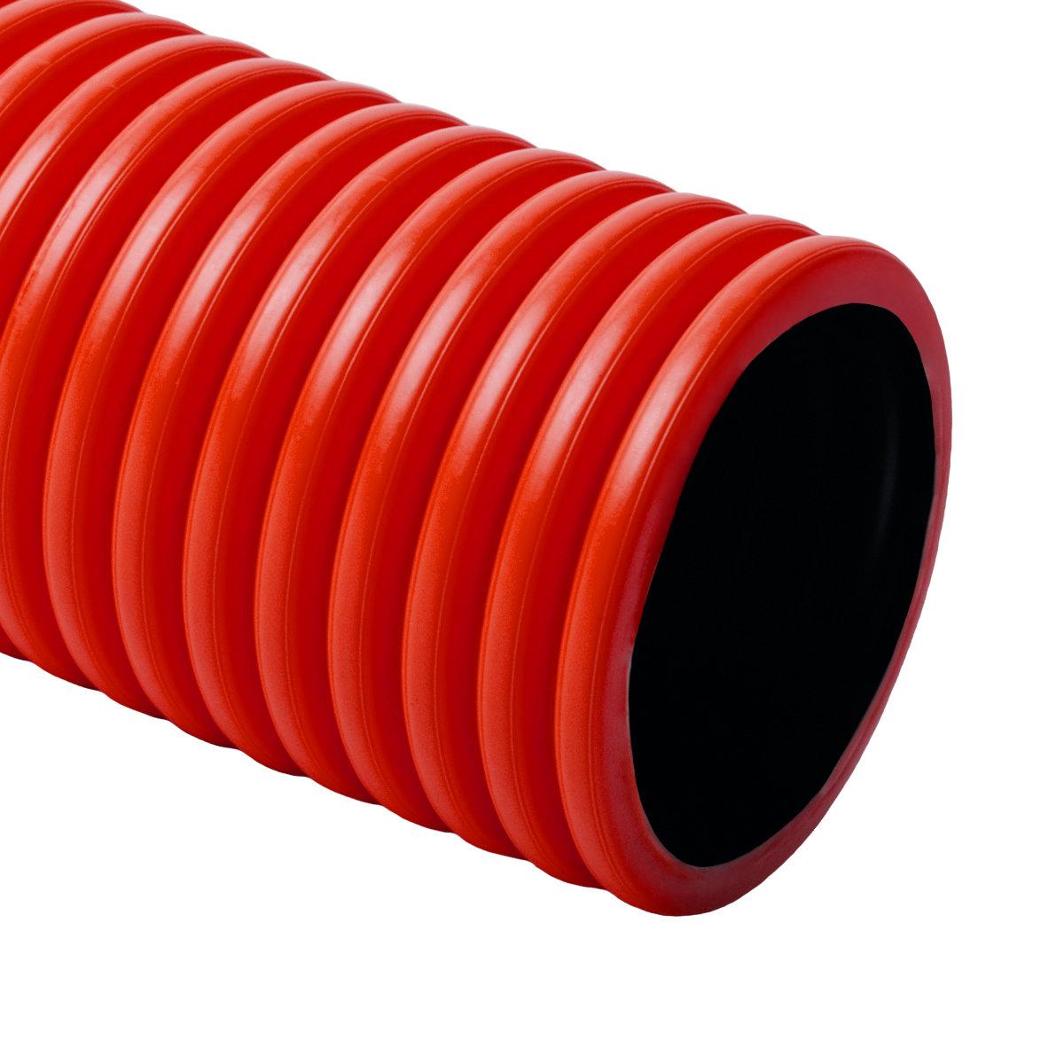 Труба гофрована жорстка двошарова Коподур, червона, протяжка, ; Ø125мм; поліетилен HDPE; довжина 6 м