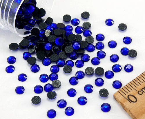 (10грамм ≈ 400шт) Стрази SS16 скляні (3,7-4мм) термоклеевие Колір - Синій