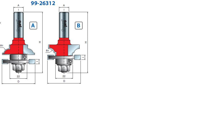 

Фрезы Freud Pro для изготовления обвязки мебельного фасада серия 99-26312 D42.9h19H77 Freud