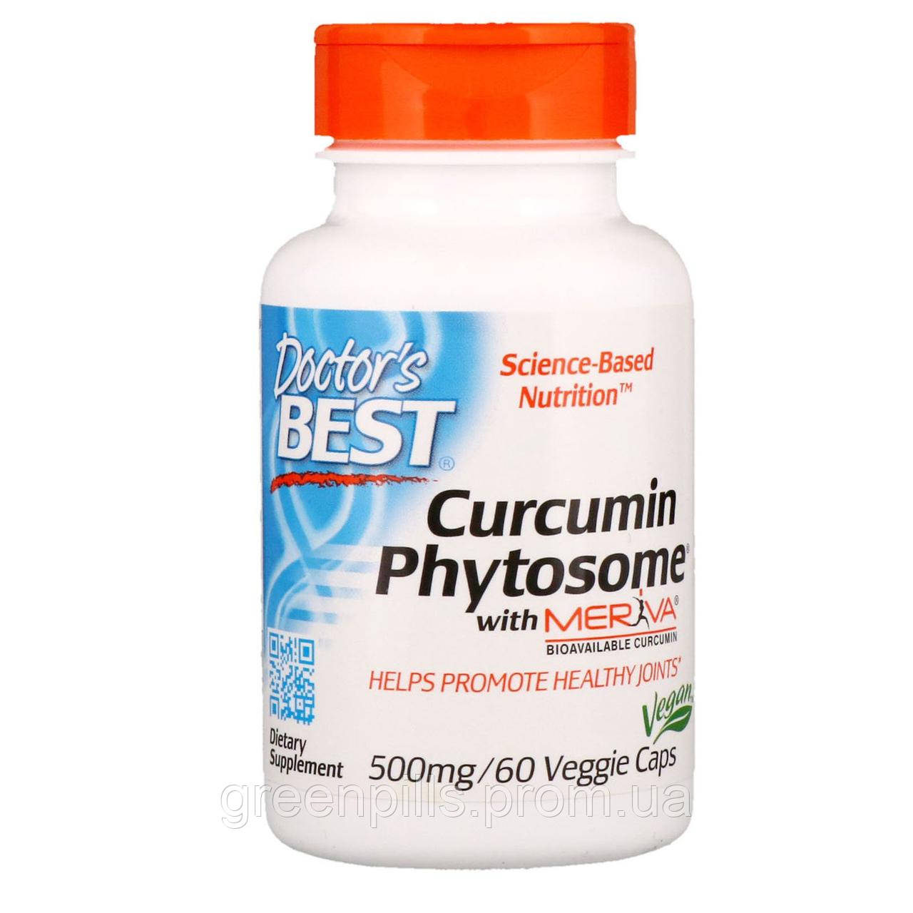 

Куркумин, Curcumin Phytosome, Doctor's Best, 500 мг, 60 капcул