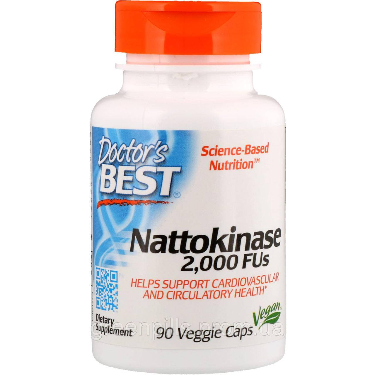 

Наттокиназа, Nattokinase, Doctor's Best, 2.000 FUs, 90 капсул