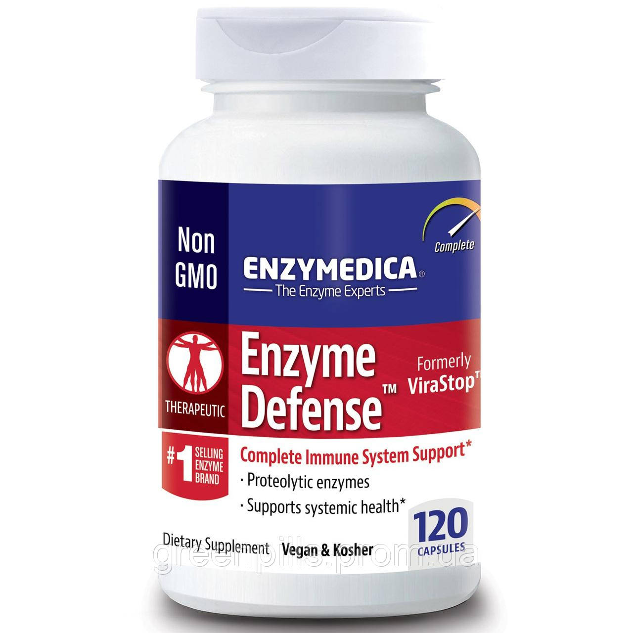 

Ферменты, Enzyme Defense, Enzymedica, ViraStop, протеолитические, 120 капсул