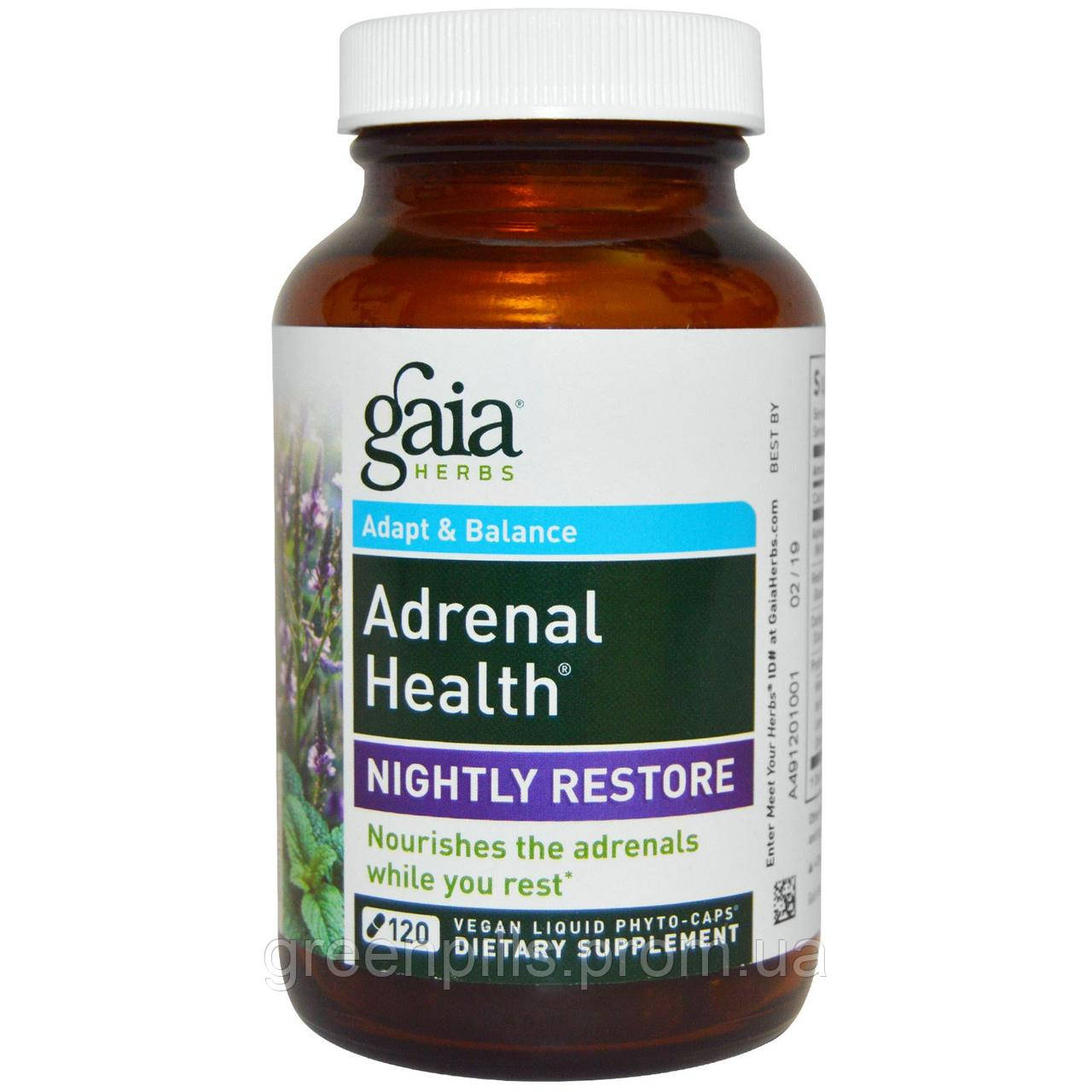 

Gaia Herbs, Adrenal Health, Nightly Restore, 120 Vegan Liquid Phyto-Caps