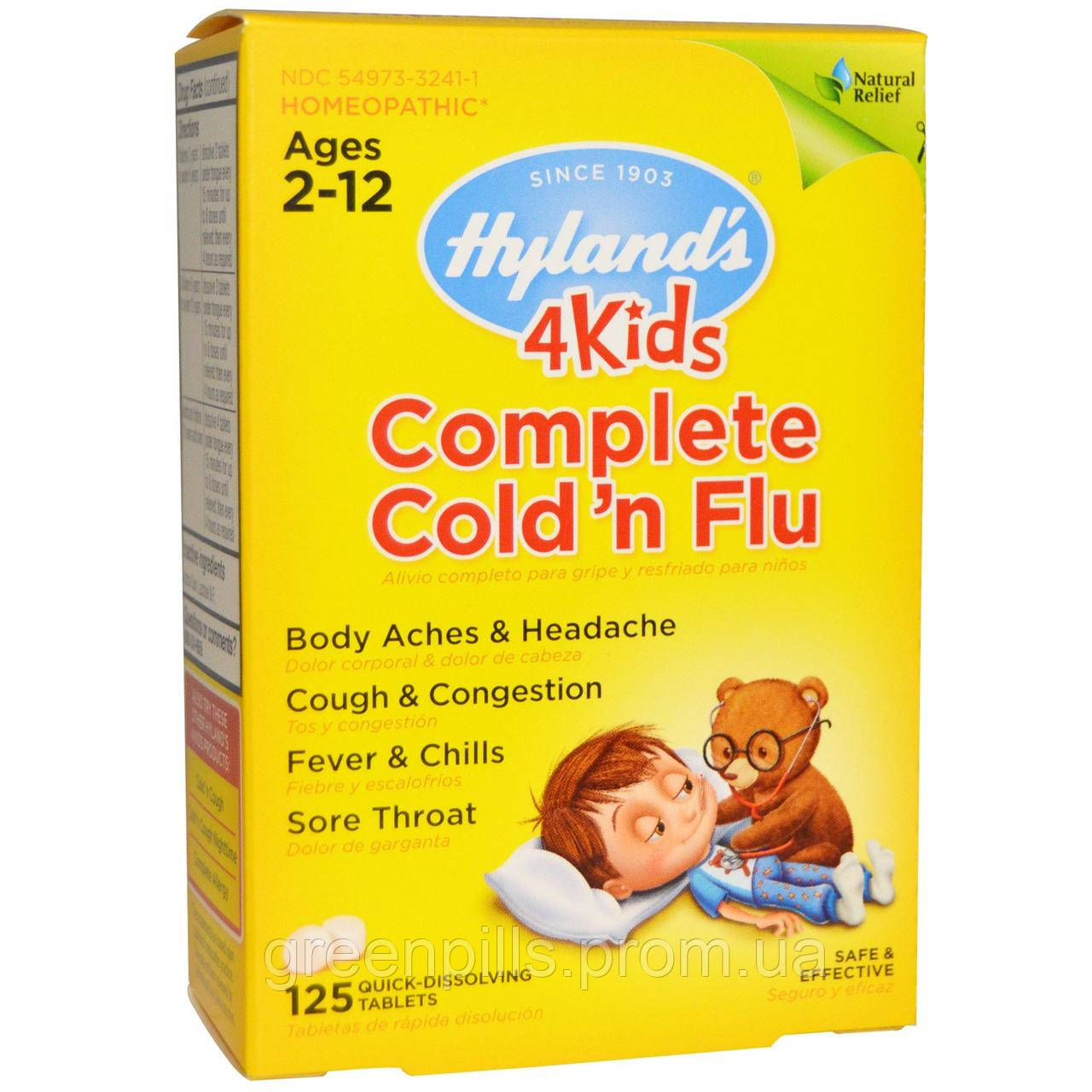 

Hylands, 4Kids Complete Cold n Flu, Ages 2-12, 125 Quick-Dissolving Tablets