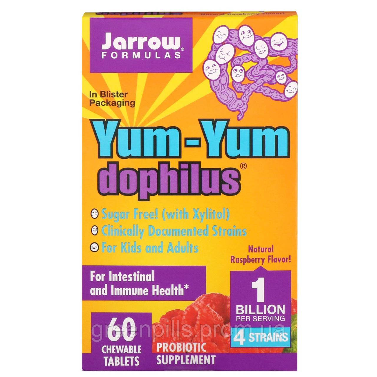 

Пробиотики (дофилус), Yum-Yum Dophilus, Jarrow Formulas, 60 таблеток