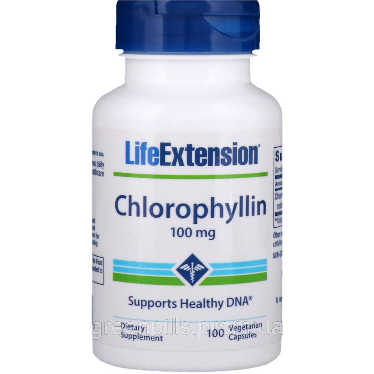 

Хлорофилл, Chlorophyllin, Life Extension, 100 мг, 100 капсул