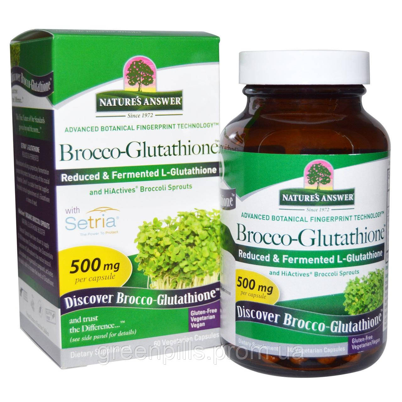 

Брокко-глутатион, Brocco-Glutathione, Nature's Answer, 500 мг, 60 капсул