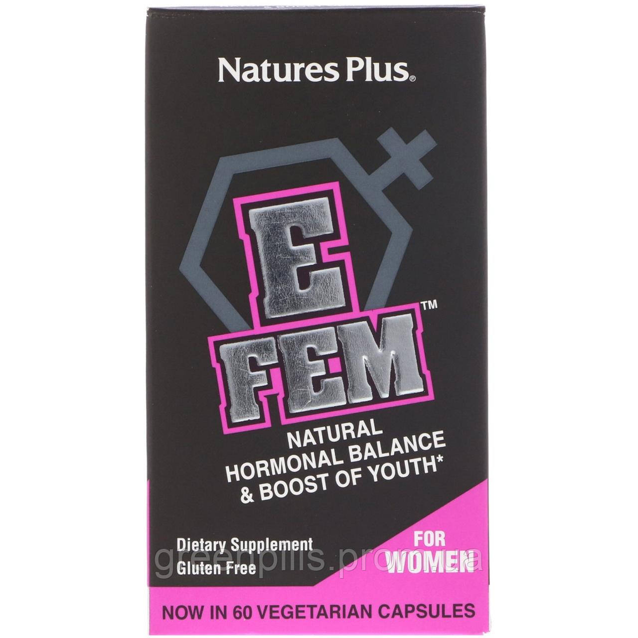 

Natures Plus, E Fem for Women, Natural Hormonal Balance & Boost of Youth, 60 Vegetarian Capsules