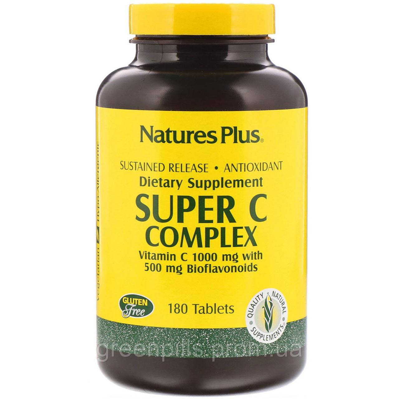 

Natures Plus, Super C Complex, Vitamin C 1000 mg with 500 mg Bioflavonoids, 180 Tablets