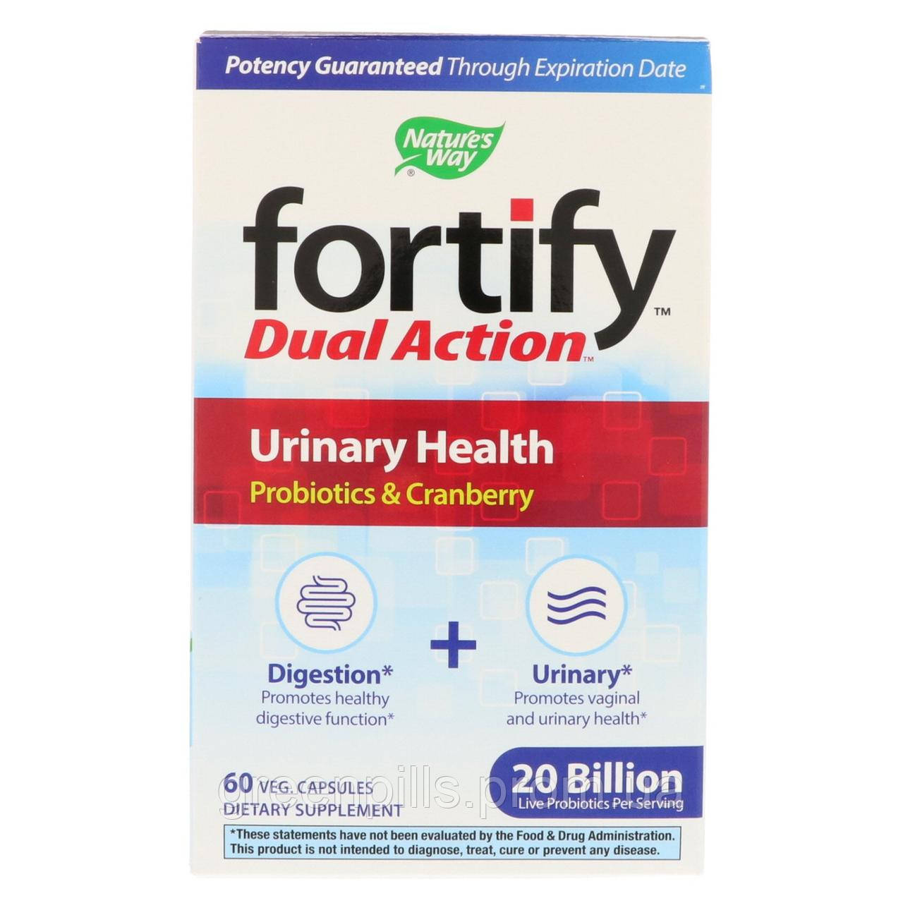 

Вагинальное и мочевое здоровье, Fortify Urinary Health, Nature's Way, 20 млрд., 60 капсул