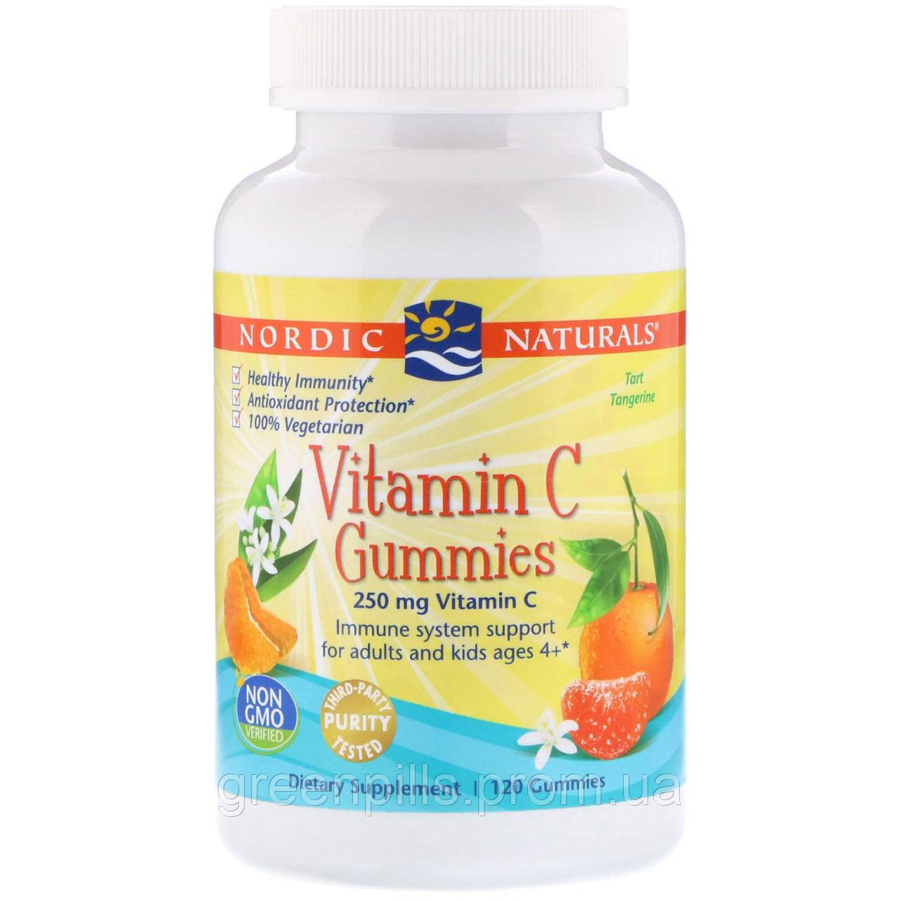 

Nordic Naturals, Vitamin C Gummies, Tart Tangerine, 250 mg, 120 Gummies