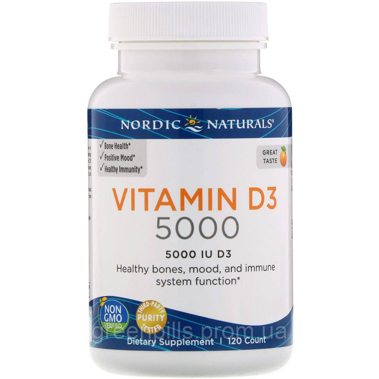 

Nordic Naturals, Vitamin D3 5000, Orange, 5000 IU, 120 Soft Gels