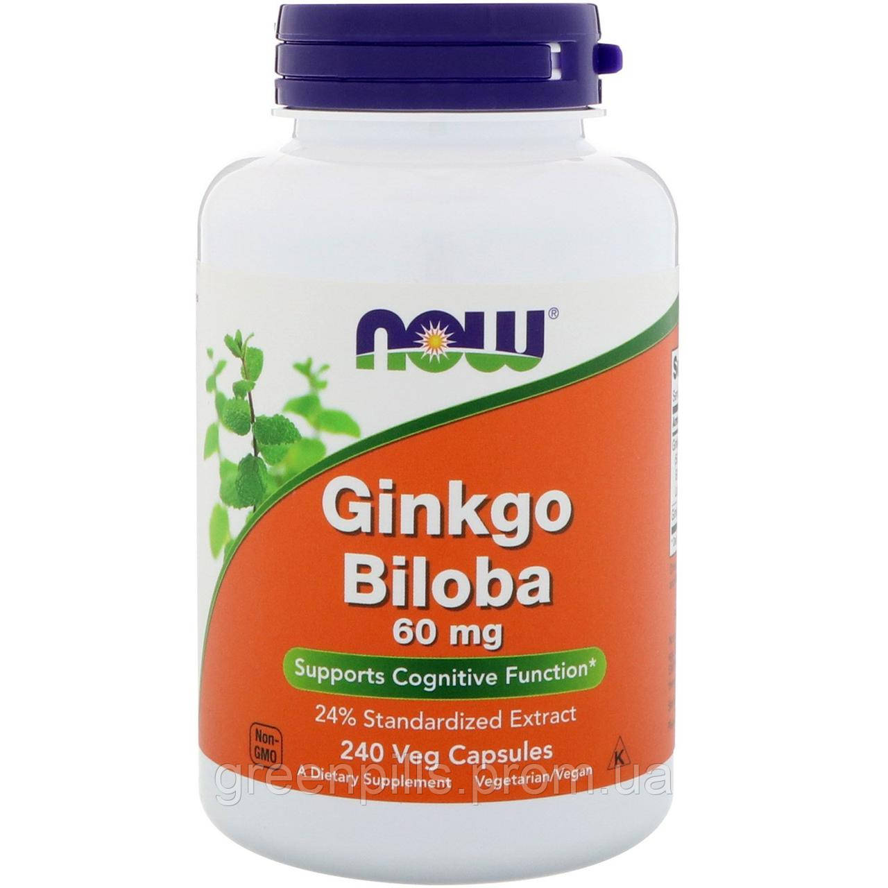 

Гинкго Билоба, Ginkgo Biloba, Now Foods, 60 мг, 240 капсул