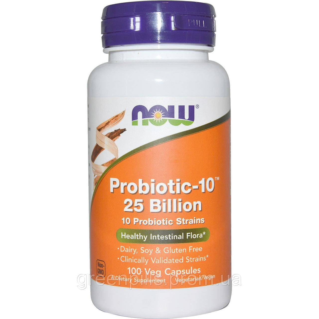 

Пробиотик-10, Probiotic, Now Foods, 25 млрд КОЕ, 100 капсул