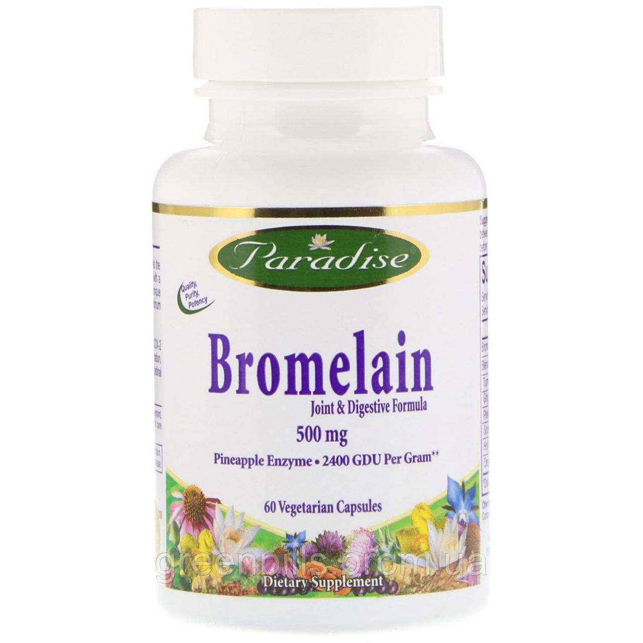 

Paradise Herbs, Bromelain, Joint & Digestive Formula, 500 mg, 60 Vegetable Capsules