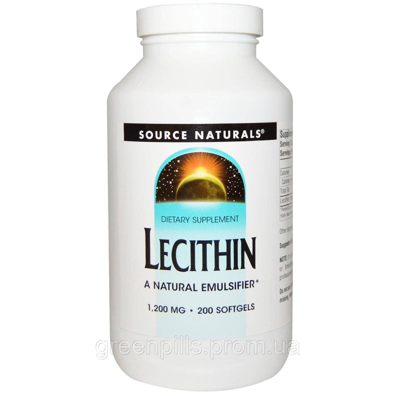 

Лецитин, Lecithin, Source Naturals, 1200 мг, 200 капсул