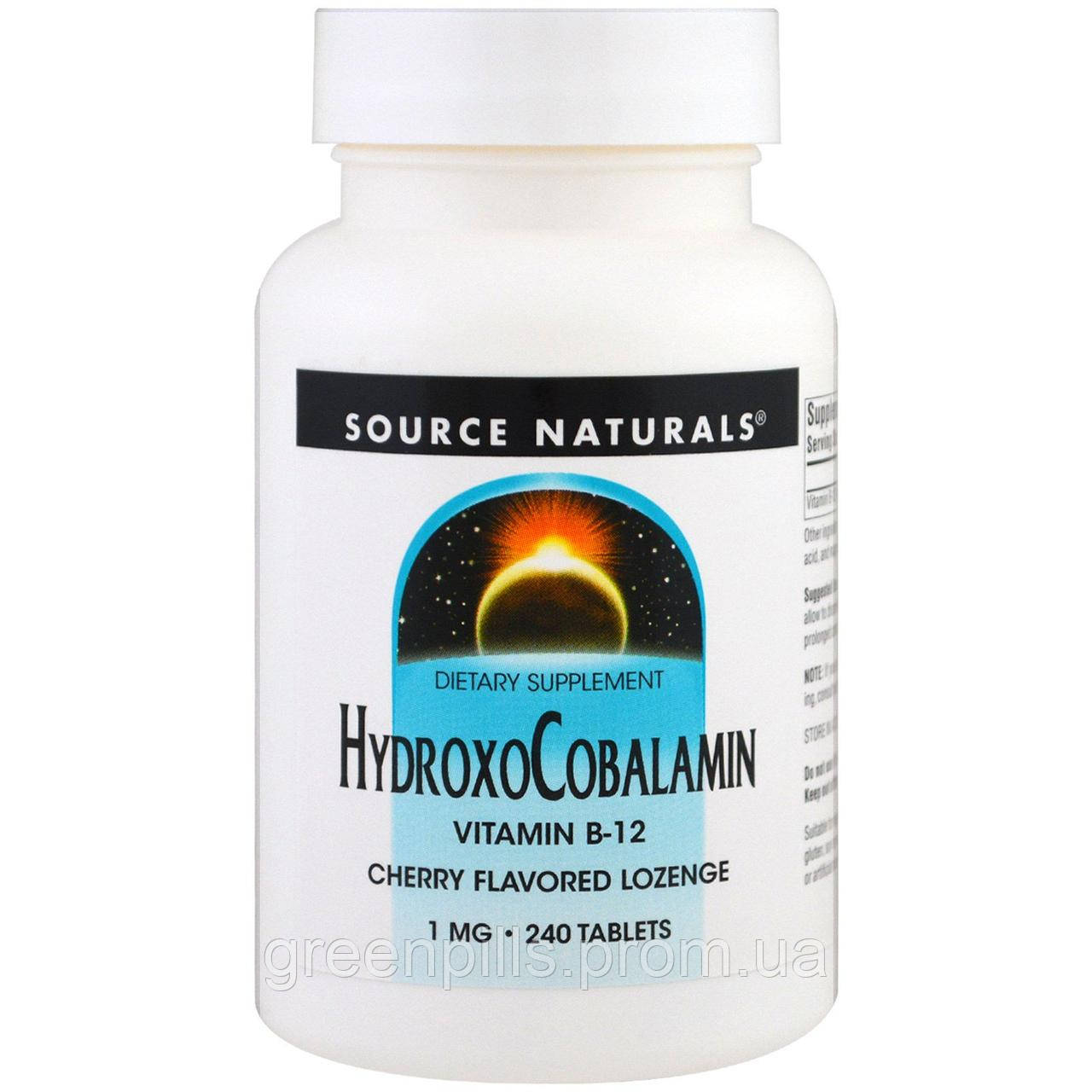 

Витамин В-12 (гидроксикобаламин), HydroxoCobalamin, Source Naturals, вкус вишни, 1 мг, 240 таблеток