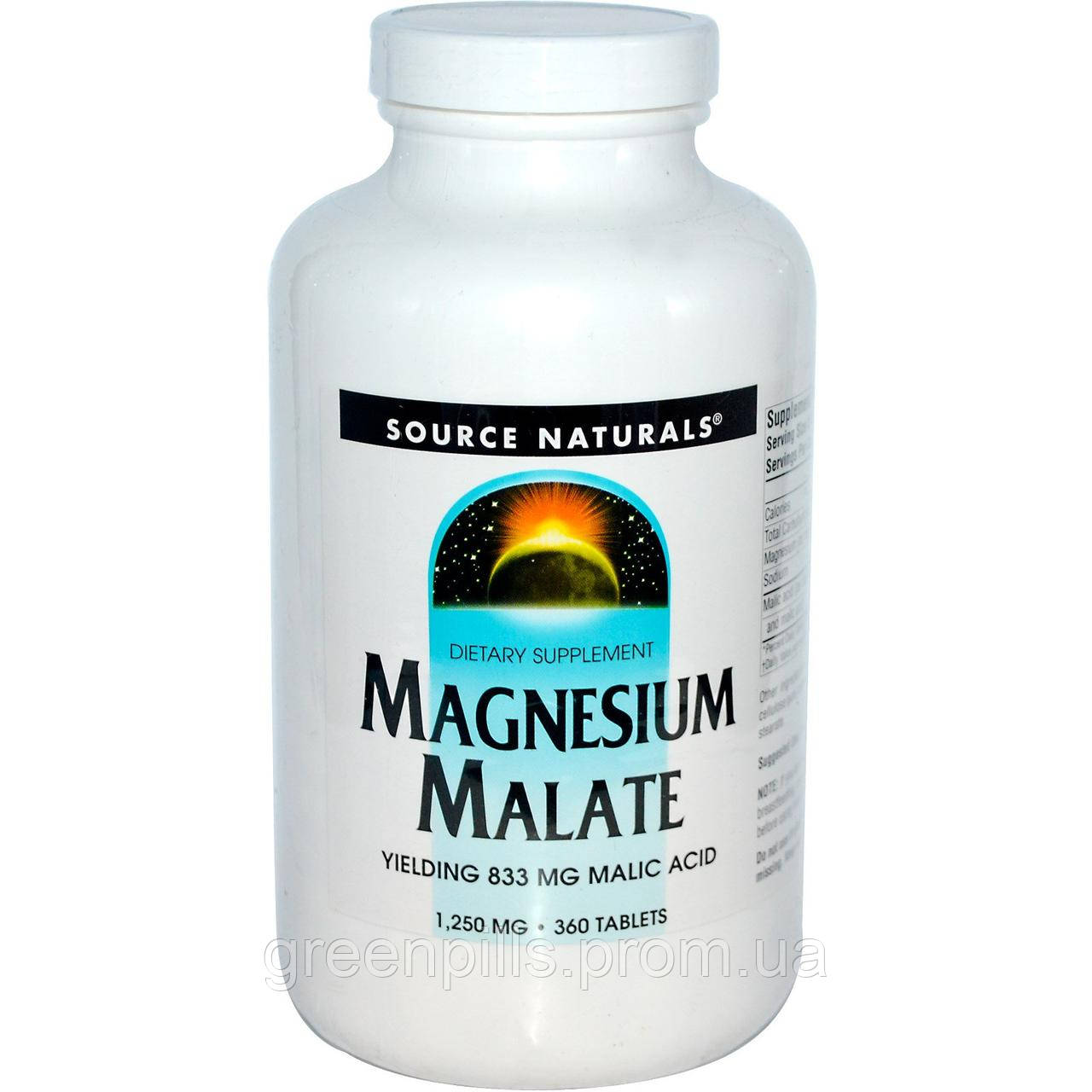 

Магний малат, Magnesium Malate, Source Naturals, 1250 мг, 360 таблеток