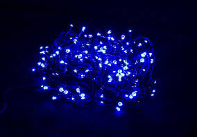 Гірлянда 300 LED 5mm, на чорному проводі, Синій