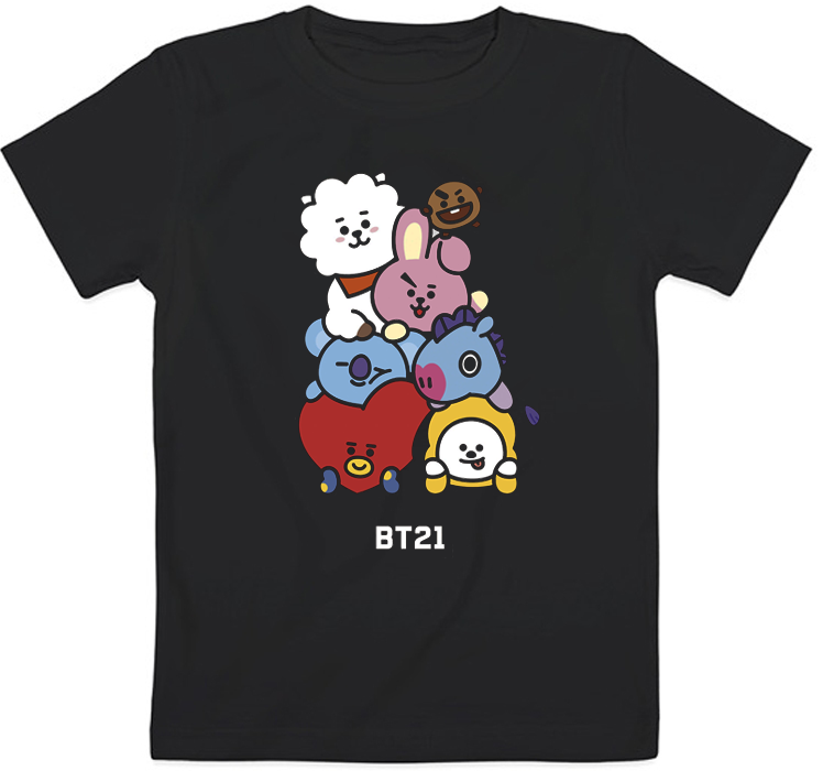 

Детская футболка BTS Bangtan Boys "BT21" (чёрная) 5-6