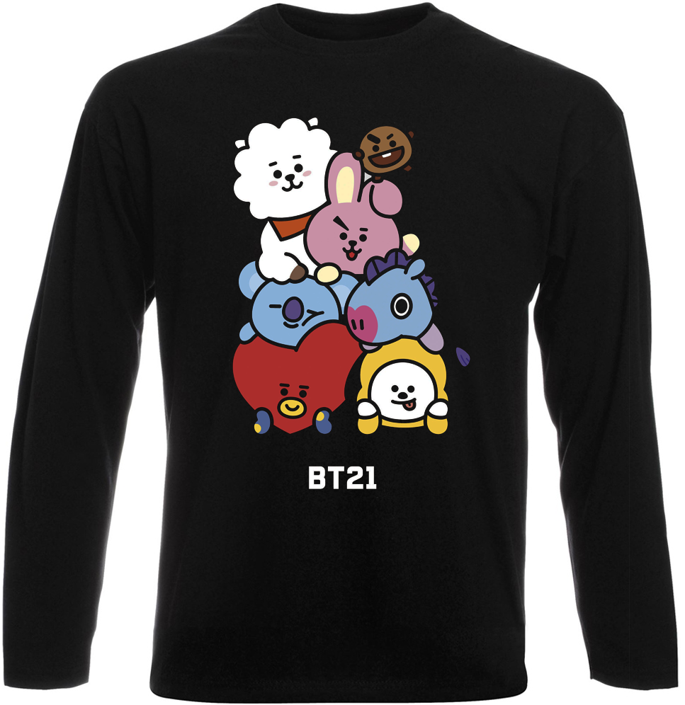 

Футболка с длинным рукавом BTS Bangtan Boys "BT21" (чёрная)