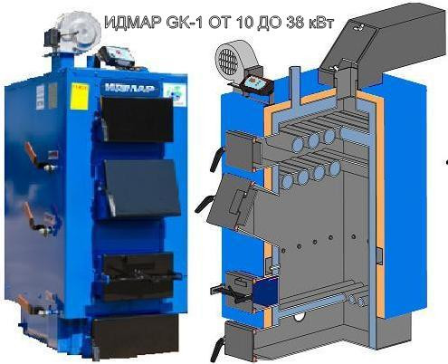Схема твердотопливных котлов Идмар GK-1 от 10 до 38 кВт 