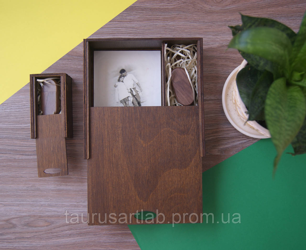 Стильная деревянная упаковка, коробка, футляр для фотографий 10*15 см 