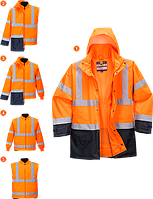 Светоотражающая куртка Executive 5-в-1 S768 Оранжевый/темно-синий, XXL
