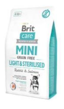 

Сухой беззерновой корм для собак мелких пород с избыточным весом Brit Care GF Mini Light&Sterilised, 2 кг