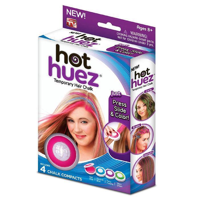 

Цветные мелки для волос Hot Huez (Хот Хьюз) 4 цвета, цветная пудра для покраски волос, Красота и здоровье