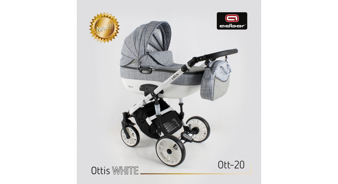 

Универсальная детская коляска 3 в 1 Adbor Ottis White Ott-20