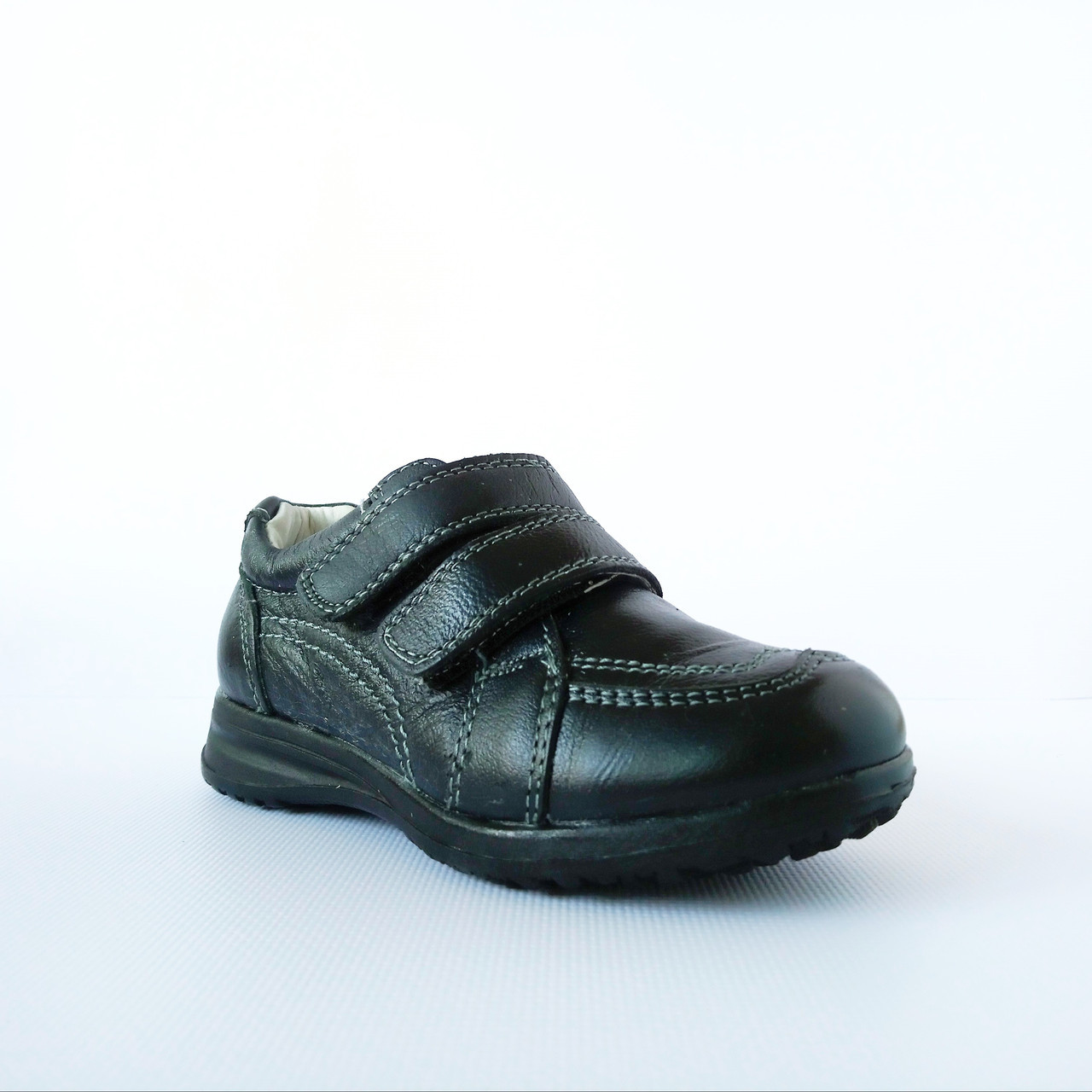 Туфли-кроссовки из натуральной кожи мальчикам,  р. 26, 27, 28. Черные,