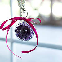 Брелок шар Стабилизированная роза + сухоцветы Lerosh - Темный Фиолетовый