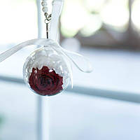 Брелок шар Стабилизированная роза + гортензия Lerosh - Красный