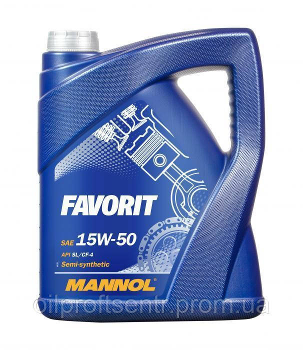 

Всесезонна напів-синтетична моторна олива MANNOL Favorit 15W-50 API SL/CF-4 4л