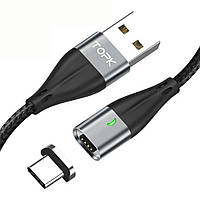 Магнитный кабель синхронизации Topk USB Type-C 1m 3A серый (TK61C-VER2-GR)