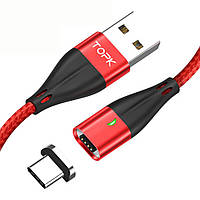 Магнитный кабель синхронизации Topk USB Type-C 1m 3A красный (TK61C-VER2-RD)