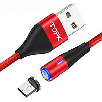 Магнітний кабель синхронізації Topk microUSB 1m 2.4 A 360° червоний (TK60U-VER2-RD)