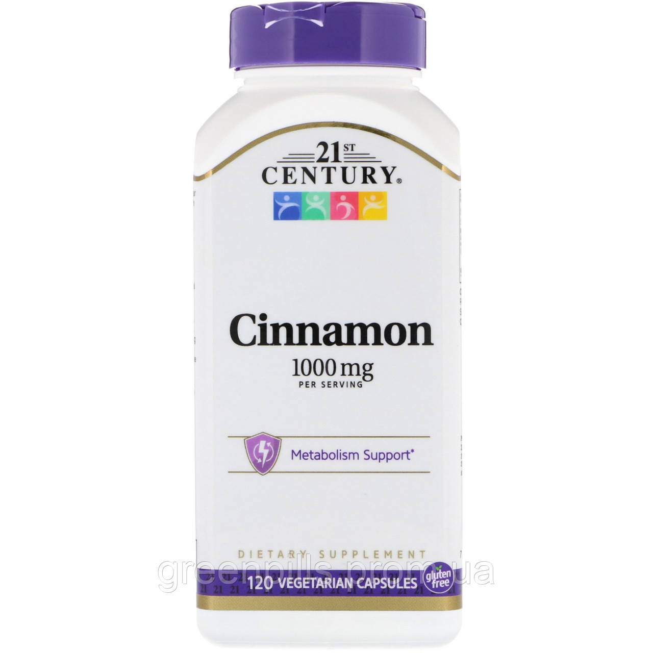 

Корица, Cinnamon, 21st Century, 500 мг, 120 капcул