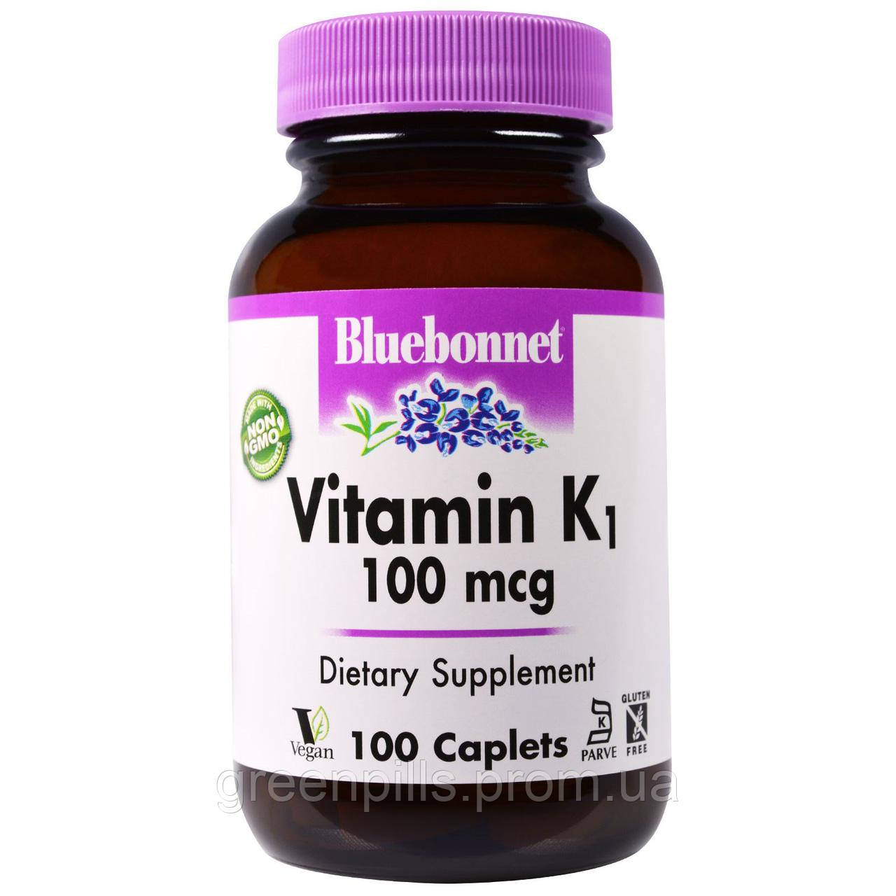 

Bluebonnet Nutrition, Vitamin K1, 100 mcg, 100 Caplets