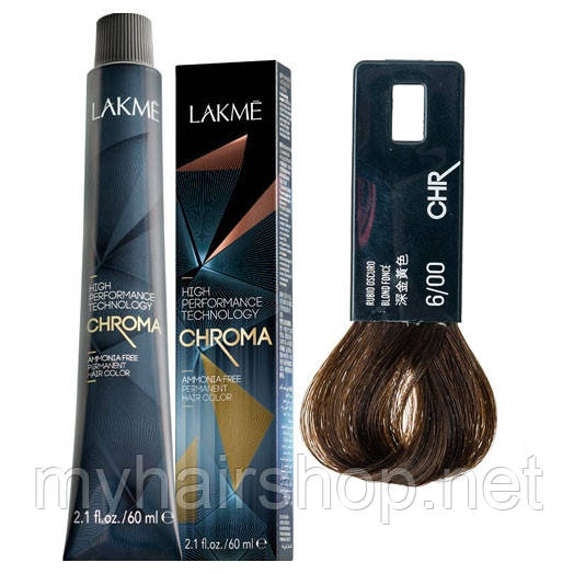 

Безаммиачная крем-краска для волос Lakme CHROMA 6/00 Темный блондин