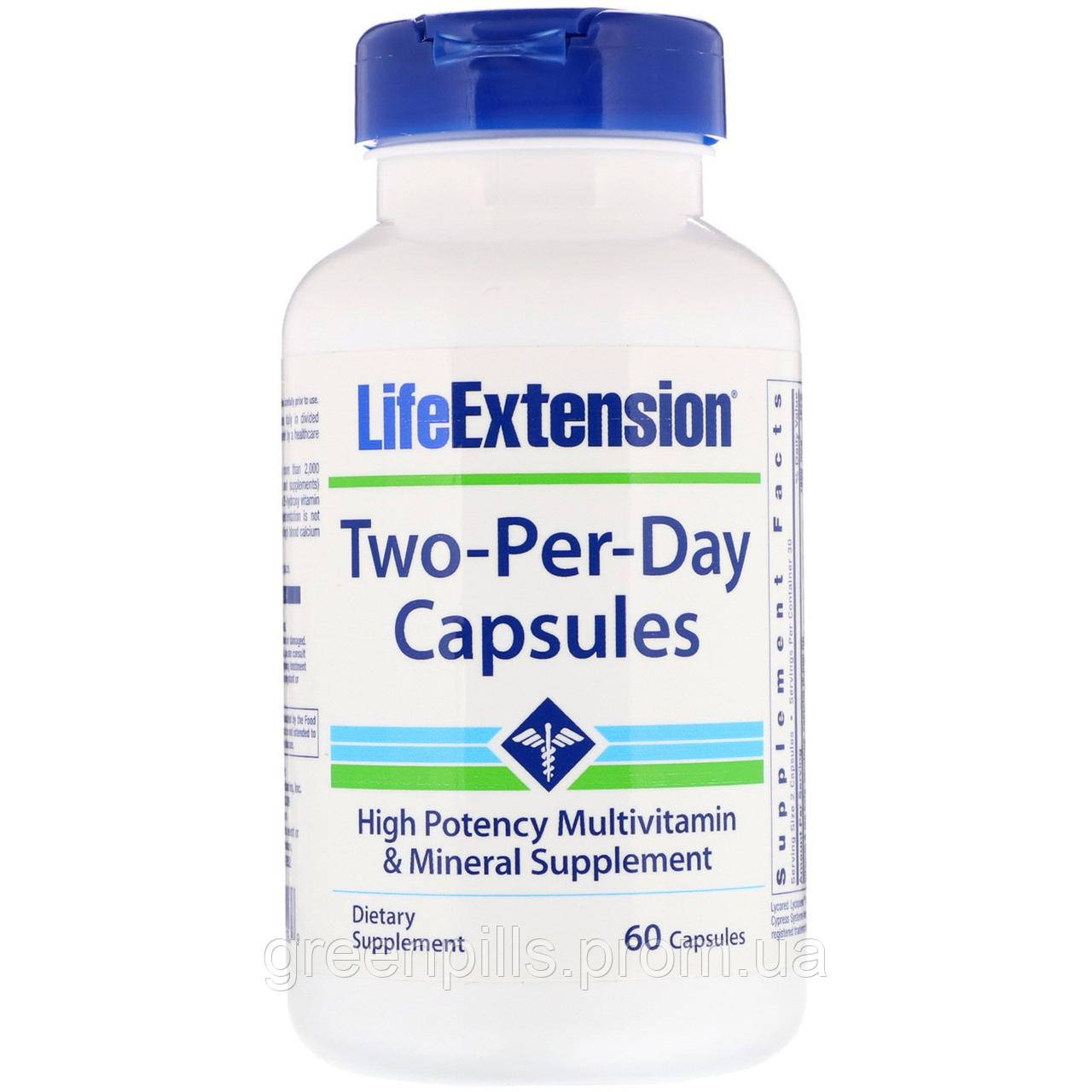 

Мультивитамины "Две капсулы в день", Two-Per-Day Capsules, Life Extension, 60 капсул