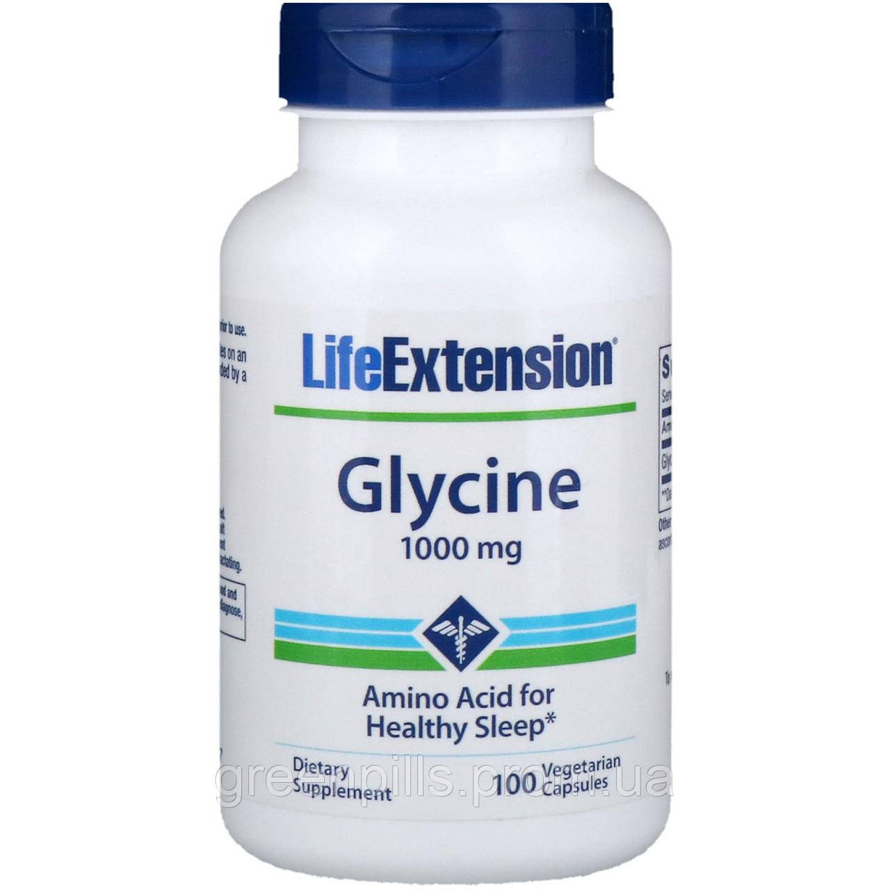 

Глицин, Glycine, Life Extension, 1000 мг, 100 капсул