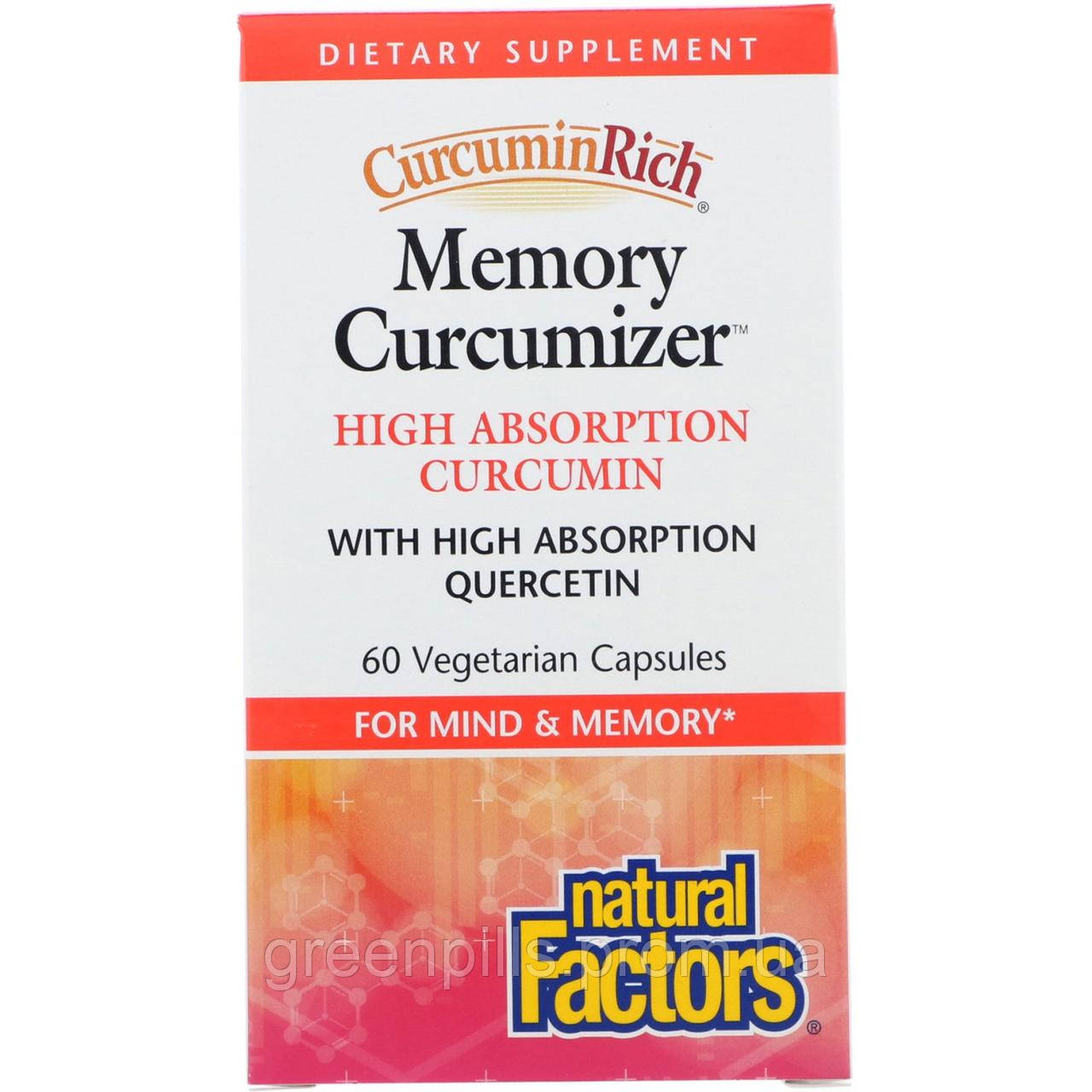 

Куркумин для оптимизации памяти, CurcuminRich, Natural Factors, 60 капсул