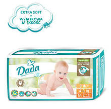 Підгузники дитячі Dada 3 (4-9 кг) 54 шт extra soft / памперси дада / підгузки екстра софт / MIDI