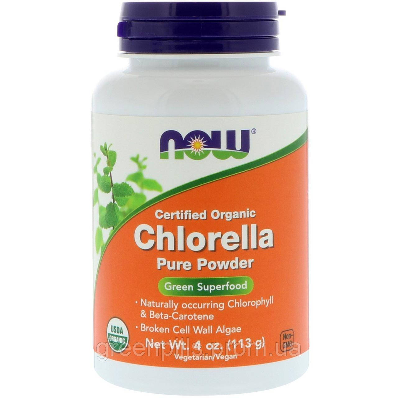 

Хлорелла (Chlorella), Now Foods, органик, 113 грамм