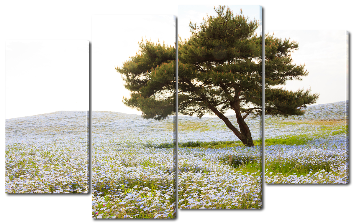 Модульная картина Interno Эко кожа Поле ромашек и дерево 166x120см (A1586XXL)